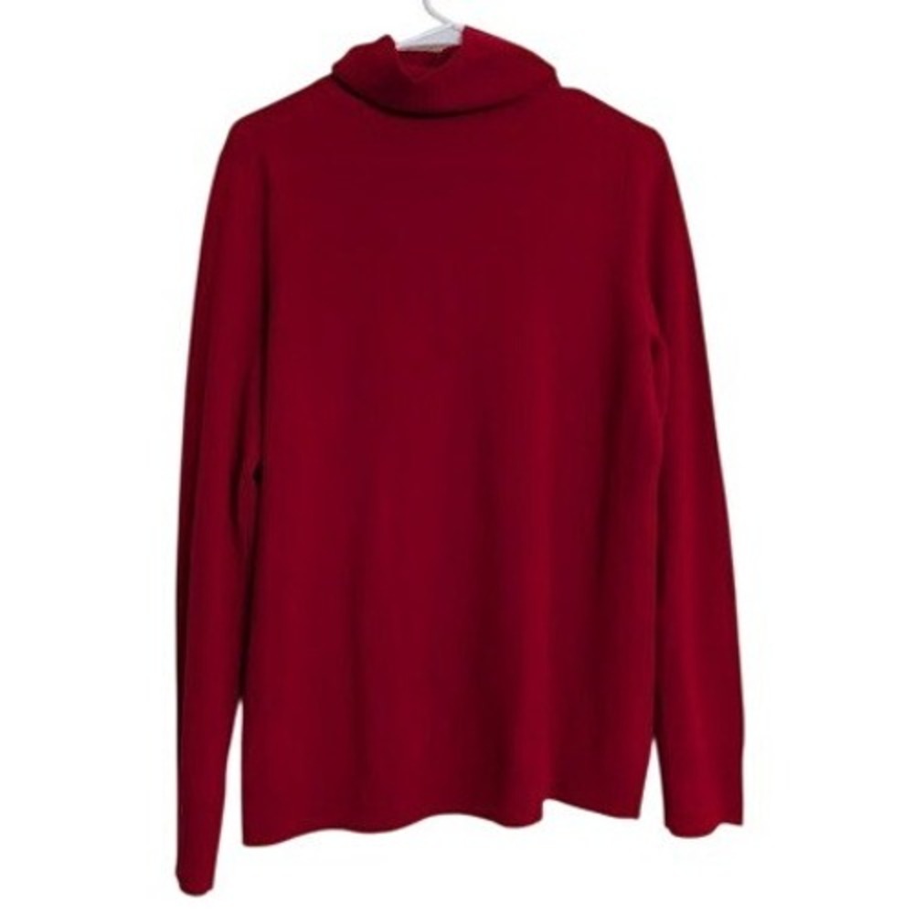Talbots Womens Turtleneck Sweater Size Large Red Knit 100% Cashmere Pullover